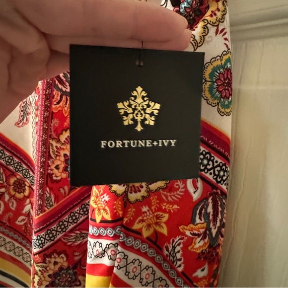 Fortune + Ivy Small Tank Blouse Bandana Dressy, Red, Yellow, Black, White Boho - Picture 4 of 9